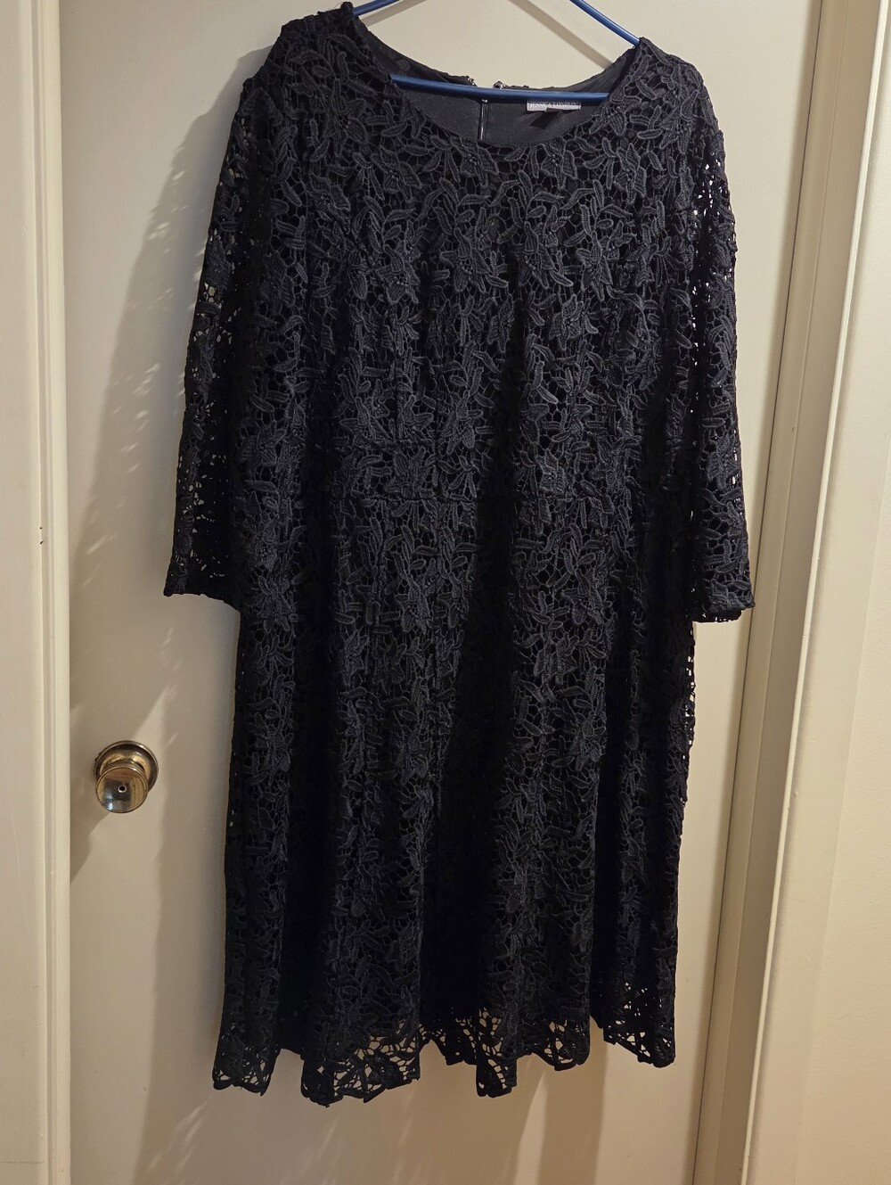 Jessica London Black Floral Lace Long Sleeve Dress